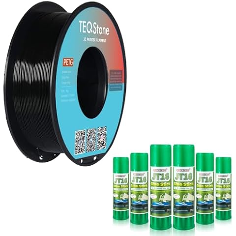 TEQStone 3D Printer Glue Stick 6 Pack & PETG Black 1KG Bundle Cover