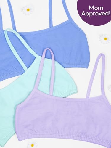 Fruit of the Loom Sutiã esportivo com alças finas para meninas, Azul Aruba/Jacinto/Centáurea/Azul Cl