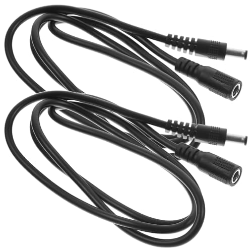 DRESSOOS 2 Stück Dc 5, 5x2, 1mm Stromverlängerungskabel 12 V Schwarz