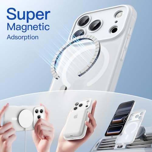 Image of JETech Magnetic Matte Case for iPhone 17 Pro, Frosted Clear | Compatible with MagSafe, Translucent Frosted Soft TPU Cover, Anti-Yellowing, Anti-Fingerprint, Shockproof