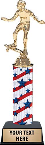 11 Inch Skateboard Trophy, Skateboarding Trophies with Custom Engraving and Perfect for Skater Awards