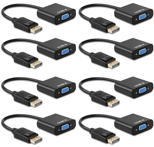 Ankey Display Port to VGA Adapter,8 Pack Gold-Plated DisplayPort DP to VGA Converter (Male to Female) for Computer, Desktop, Laptop, PC, Monitor, Projector, HDTV