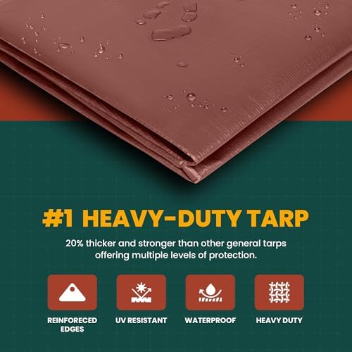 Tarp Cover White Heavy Duty 24X30 Thick Material, Waterproof, Great for Tarpaulin Canopy Tent, Boat, RV Or Pool Cover (24X30 Heavy Duty Poly Tarp White) - 3