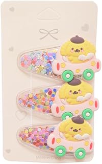 طقم مشابك لامعة بتصميم لعبة صغيرة للبنات من دافان، 3 قطع، متعددة الألوان