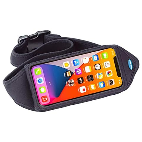 Tune Belt IP7 Running Belt for Women Men, Cell Phone Belt Holder, Waist Fanny Pack For iPhone 14/15, 14/15 Pro, 11/12/13 Pro, 12/13 mini, X/XS/XR, Galaxy S22/S23, With Accessory Pocket – Black Cover