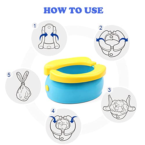 Ttantwfo Foldable Travel Potty, Banana Children's Folding Toilet, Portable Potty For Kids Toddlers, Potty Training Toilet Seat, Reusable Emergency Toilet For Outdoor Car, Camping, Travel (Blue) #TOP3