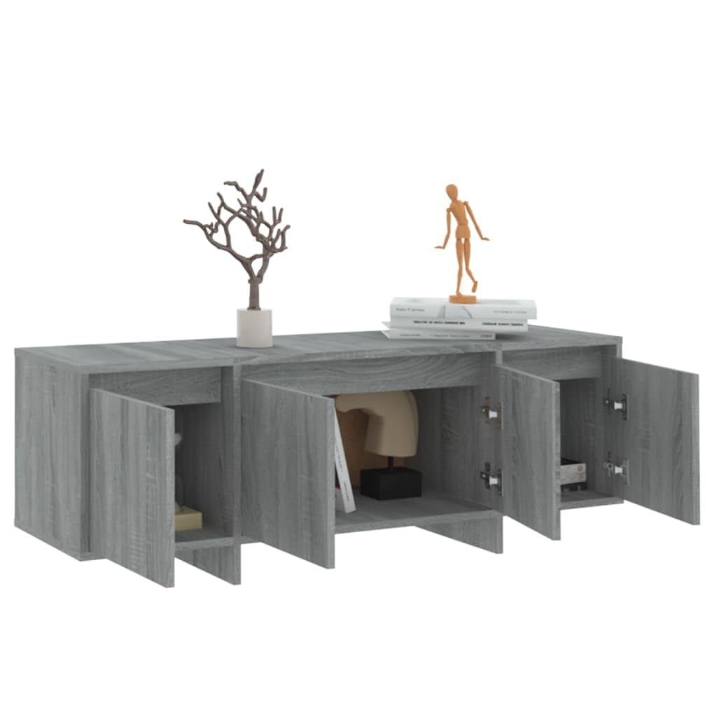 Hothingwell Sonoma szafka pod telewizor szara 120x30x40,5 cm Wood Ingenierie 4 drzwi | Przechowywanie DVD, konsola do gier, czasopisma, łatwe czyszczenie, stabilna konstrukcja