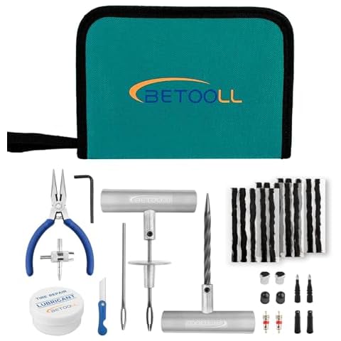 BETOOLL Universal Tire Repair Kit, Heavy Duty 35 Pcs Emergency Tire Plug Kit, for car Motorcycle, Truck, ARB，ATV, Tractor, RV, SUV, Trailer Cover