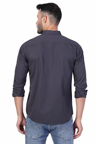 Image of Men's Cotton Twill Utility Shirt | Full Sleeve Button-Down Casual Shirt | Dual Chest Pockets | Comfortable Regular Fit | Everyday Wear