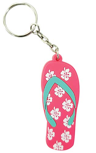 R and R Imports Pink Floral Soft PVC Flip Flop Key chain