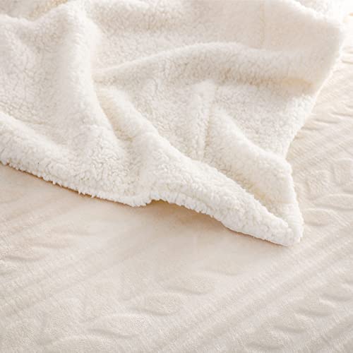 Exclusivo Mezcla King Size Sherpa Fleece Bed Blanket, Ultra Soft And Warm Reversible Velvet Blankets For Bed Couch Sofa 90X104 Inches, Ivory #TOP4