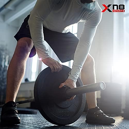 Xn8 Cast Iron Weight Plates Set for Weightlifting Bodybuilding Training Home Exercise Fitness 1.25KG*4, 5KG*2, and Pair of 10KG Weights Gym Plates