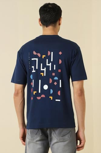 Image of Allen Solly Men's Cotton T-Shirt | Drop Shoulder | Back Print | Regular Fit | Casual Streetwear Style