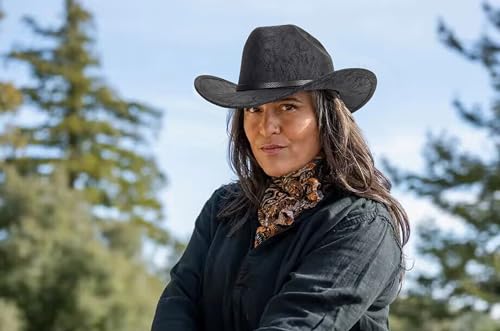Image of Western-Cowboy-Hats for Women Men - Classic Wide Brim Felt Fedora Unisex Upturn Bull Head Cowgirl Caps with Buckle Belt