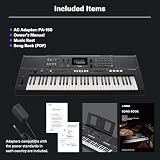 YAMAHA PSR-E483 Keyboard – Nowoczesna Klawiatura Przenośna z 61 Dynamicznymi Klawiszami, 860 Brzmień w tym 15 Super Articulation Lite, 345 Stylów, Głośniki o Wysokiej Mocy, USB-C – Czarna