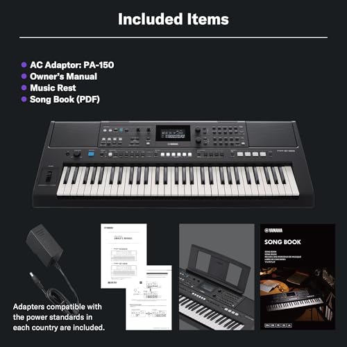 Image of Yamaha PSR-E483 61-Key Touch-Sensitive Portable Keyboard with Sound, Music Rest and Power Adapter