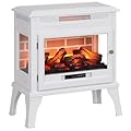 HOMCOM Electric Fireplace Stove, 24" Freestanding Electric Fireplace Heater with Remote, Realistic 3D Flame Effect, Thermostat, Overheat Protection, 1000W/1500W, White
