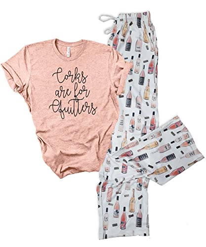 Wine Pajama Set - Wine Pajama Pants, Champagne Pajamas for Women, Cute Pajama Sets for Women