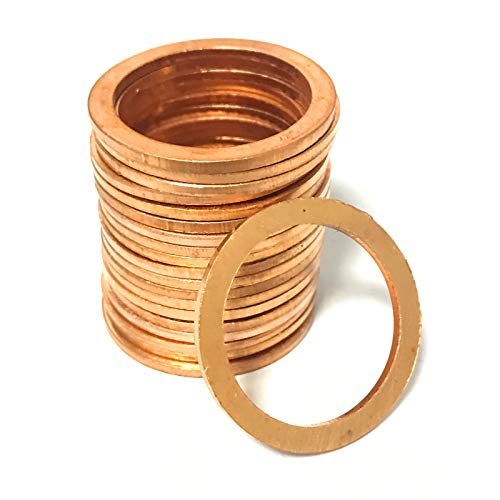 Rondelles en cuivre M22 d'étanchéité métriques 22x28x1,5 mm pour vidange et plomberie