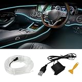 Hbxdeco EL Wire Interior Car LED Strip Lights, 16.4FT RGB USB Neon Automotive Light...