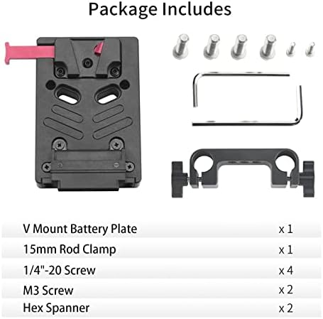 Nitze Universal Mini V Mount Battery Plate with 15mm Rod Clamp, One 8V/3A DC, Two 14.8V/3A D-tap and One PD 3.0 USB-C Output Ports - N21-D7