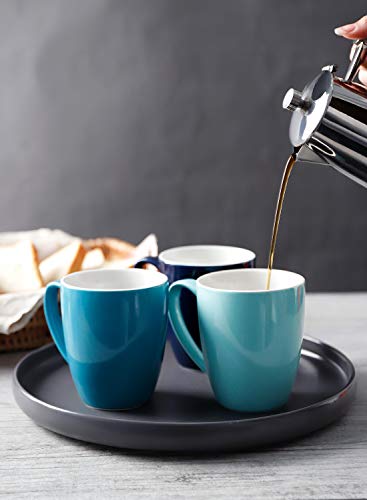 Foto von Sweese 611.003 Kaffeebecher Kaffeetassen 6er Set aus Porzellan, 350 ml Becher mit henkel für Heißgetränke, Blaue Serie