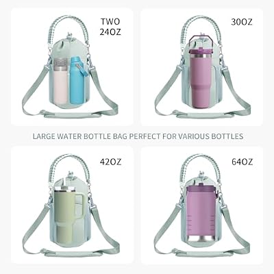 sportsnew Large Water Bottle Bag for 32/42/64oz Water Bottle,Water Bottle Holder Carrier with Strap for 30/40oz Tumbler