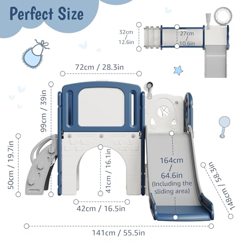 8-in-1 Toddler Slide Playground Set for Indoor & Outdoor Fun – Includes Slide, Climber, Basketball Hoop, Telescope, Tunnel, and Storage Space for Toddlers – Perfect Toddler Slide for Backyard & Courty by PeacefulHues - Used condition - Image 5