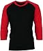 Angel Cola Men's Cotton Raglan 3/4 Sleeve Baseball T-shirt Jersey BLK/RED M