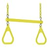 Trapeze Bar for Swing Set, Fully Assembled, Vinyl Coated Chain, Playground Accessories and Attachments, 440 Lbs Capacity, Ages 3+, Yellow