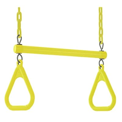 Trapeze Bar for Swing Set, Fully Assembled, Vinyl Coated Chain, Playground Accessories and Attachments, 440 Lbs Capacity, Ages 3+, Yellow