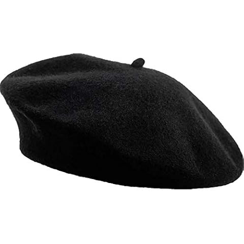 CHUANGOU Boina Francesa de Lana Negra para Mujeres Cover