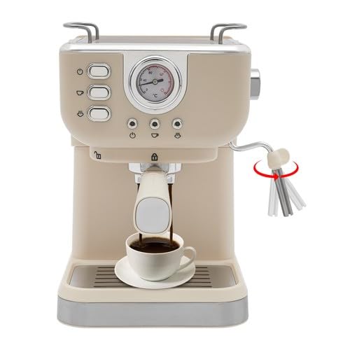 Máquina De Café Grano 1050W Cafetera 20 Bares Máquina De Café Semi-Automática Con Mango Y Cuchara De Prensa Cafetiere Grano, Extracción De Temperatura Controlada, Para El Hogar, Oficina, Café, Hotel