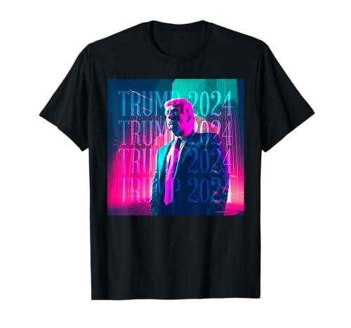 Vaporwave Retrowave Synthwave Donald Trump Presidente 2024 Camiseta
