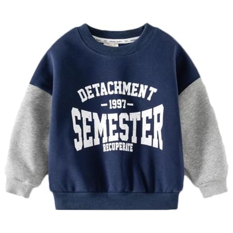 Yookoom Boys Crewneck Sweatshirt Cotton Long Sleeve Pullover Tops Sweatshirts,BlueGray,3-4T Cover