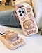 TUFTA Kawaii 3D Teddy Bear Phone Case for iPhone 12 mini / 13 mini (with Stand and Grip) Cute Girly Cartoon Animal Phone Cover for Girls, Boys, Kids, Teens, and Women, Tan