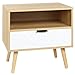 HOMCOM Table de Chevet avec tiroir Niche Style scandinave Panneau de Particules Pieds en Bois Massif 50 x 39,5 x 49,5 cm Motif Chevrons