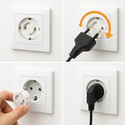 ADAPTOLL Çocuk Güvenlik Priz Kapağı - Priz Koruma Çocuk Korumalı Priz Kilidi Bebek Güvenlik Ürünü Priz Koruyucu Döner Kilitli Priz Kalkanı Ev Priz Emniyet Kapağı (Standart, Adet, 6)
