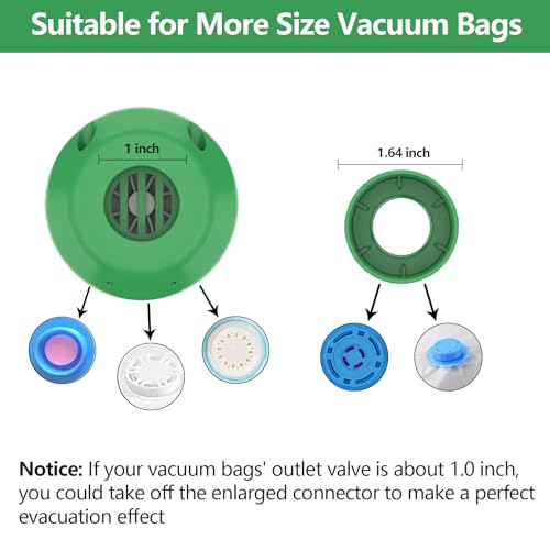 Image of Electric Pump for Vacuum Storage Bags, Travel Vacuum Pump for Various Vacuum Seal Bags Portable Vacpack Air Pump for Compression Clothing Blanket Luggage Green (Storage Bag Not Included)