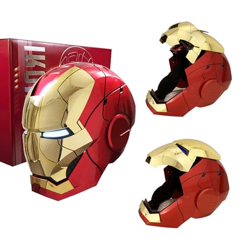 Lista de Mascara de ironman Top 5. 48 Casco de Iron Hero MK 5 1:1 Usable: voz, tacto y control remoto, efectos de sonido realistas, para cosplay y figuras coleccionables para hombres y adolescentes, regalo ideal (Oro)