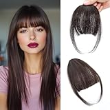 Bangs Hair Clip In Bangs 100% Human Hair Bangs Wispy Bangs Dark Brown Bangs Hair Clip Curved Bangs Clip On Air Bangs For Women Fake Bangs Hair Bangs Clip In Human Hair(Wispy Bangs,Dark Brown)