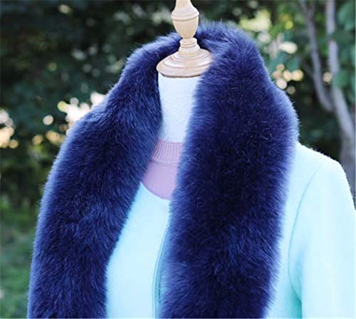 Tngan Faux Fox Fur Collar Scarf Neck Warmer Women Stole Long Scarves Shawl Wrap Navy #TOP3