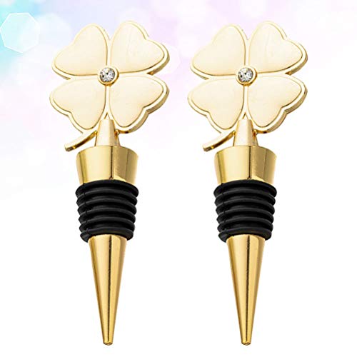 TENDYCOCO 2 peças de trevo de quatro folhas rolha de vinho rolha de garrafa de champanhe criativa su