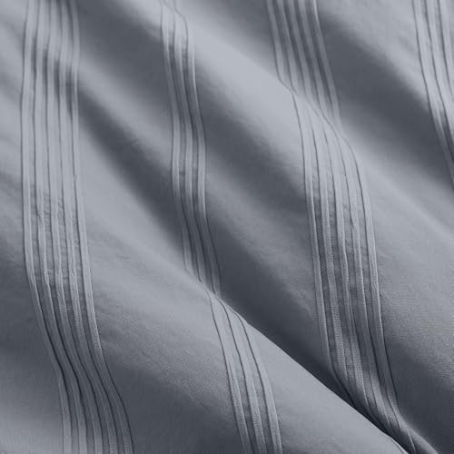Madison Park Essentials Striped Duvet Cover Set Queen, Modern Minimalist Bedding Set with Premium Jacquard Stripe, 3 Pieces Duvet Cover Reversible with Zipper Closure & Corner Ties,Blue/Grey - image 9