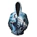 Produktbild FFFZW Kapuzenpullover Für Herren,Herren Langarm Pullover Hoodie 3D Print Heulender Wolf Kapuzen Sweatshirt Pullover Mit Taschen Durchgehender Reißverschluss Tunnelzug Kapuzenpulli Für Herren Damen, S