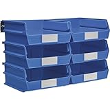 Triton Products 3-235BWS LocBin 8 Piece Wall Storage Unit with 10-7/8 Inch L x 11 Inch W x 5 Inch H Blue Interlocking Poly Bins, 6 CT, Wall Mount Rails 8-3/4 Inch L with Hardware, 2 pk