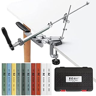 RUIXIN PRO RX-009 Professional Knife Sharpener with 10 Whetstones, 360° Rotation Flip Design Fixed-Angle Stainless Steel Kitchen Chef Knife Sharpening Kit Abrasive Holding System Tools