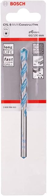 Bosch 2608596053 CYL-9 Multi Purpose Drill Bit, 6mm x 60mm x 100mm, Silver