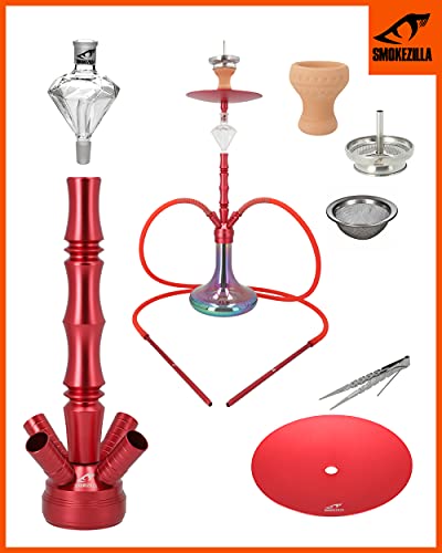 Smokezilla® MINYA 2S 2-Schlauch-Set Aluminium Rainbow Shisha | Spitze Optik mit Regenbogen Bowl und Diamond… – Bild 8