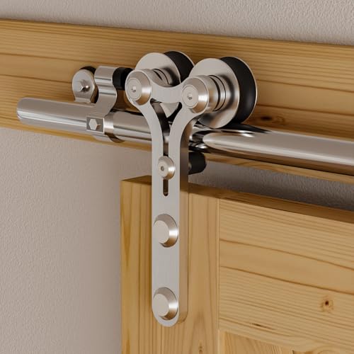 Herrajes Puertas Correderas Inox 183cm Rieles Kit Puerta Corredera Negro para 1 Puerta Corredera Madera 91cm Ancho, Acero Inoxidable Y Forma